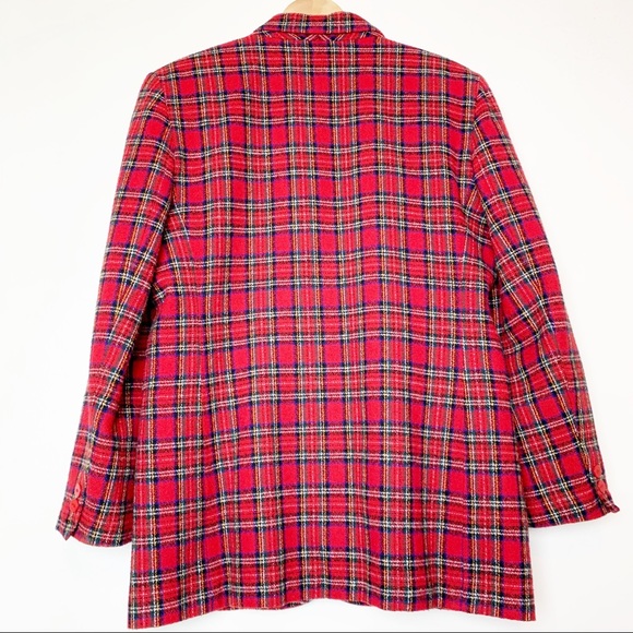 Vintage Red Plaid Three Button Boxy Blazer Women’s Size 8 - Picture 6 of 8